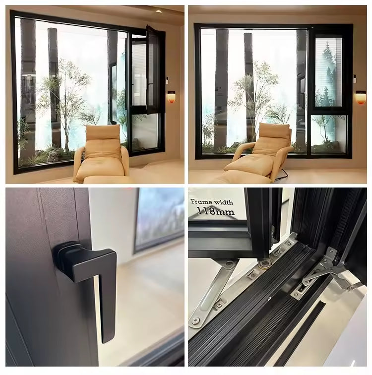 USA Brand NFRC Factory Custom Impact Resistant Energy Efficient Modern Aluminum Double Tempered Glass Casement Windows Aluminium Casement window