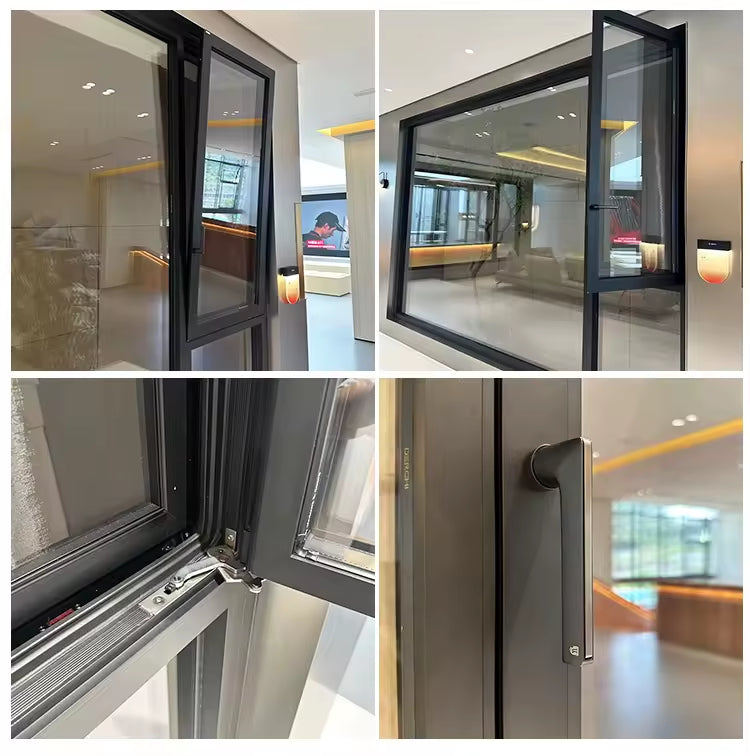 USA Standard NFRC Home Low-E Glass Hurricane Impact Thermal Break Black Aluminum Windows Aluminium Tilt and Turn Windows Aluminium Casement window