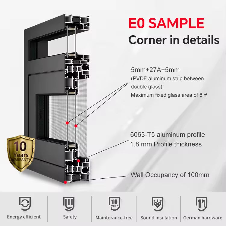 USA Brand NFRC Factory Custom Impact Resistant Energy Efficient Modern Aluminum Double Tempered Glass Casement Windows Aluminium Casement window