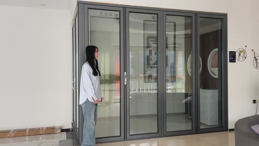 Balcony Accordion Bifold Door Design Aluminum folding door Exterior Aluminum Ally Glass Folding Patio Doors